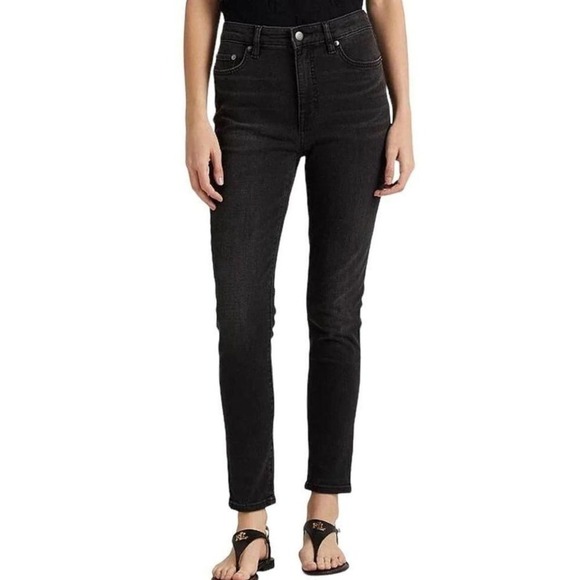 Lauren by Ralph Lauren black relaxed taper jeans‎ size 6 - Picture 1 of 5